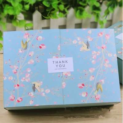 50g6 grain big blue flower birds decoration bakery package dessert candy cookie cake packing box gift boxes supply favors