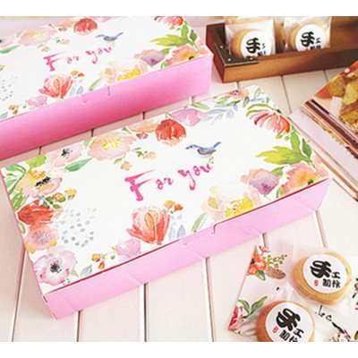 big pink bird spring design Cheese Cake Paper Box Cookie Container gift Packaging Wedding Christmas